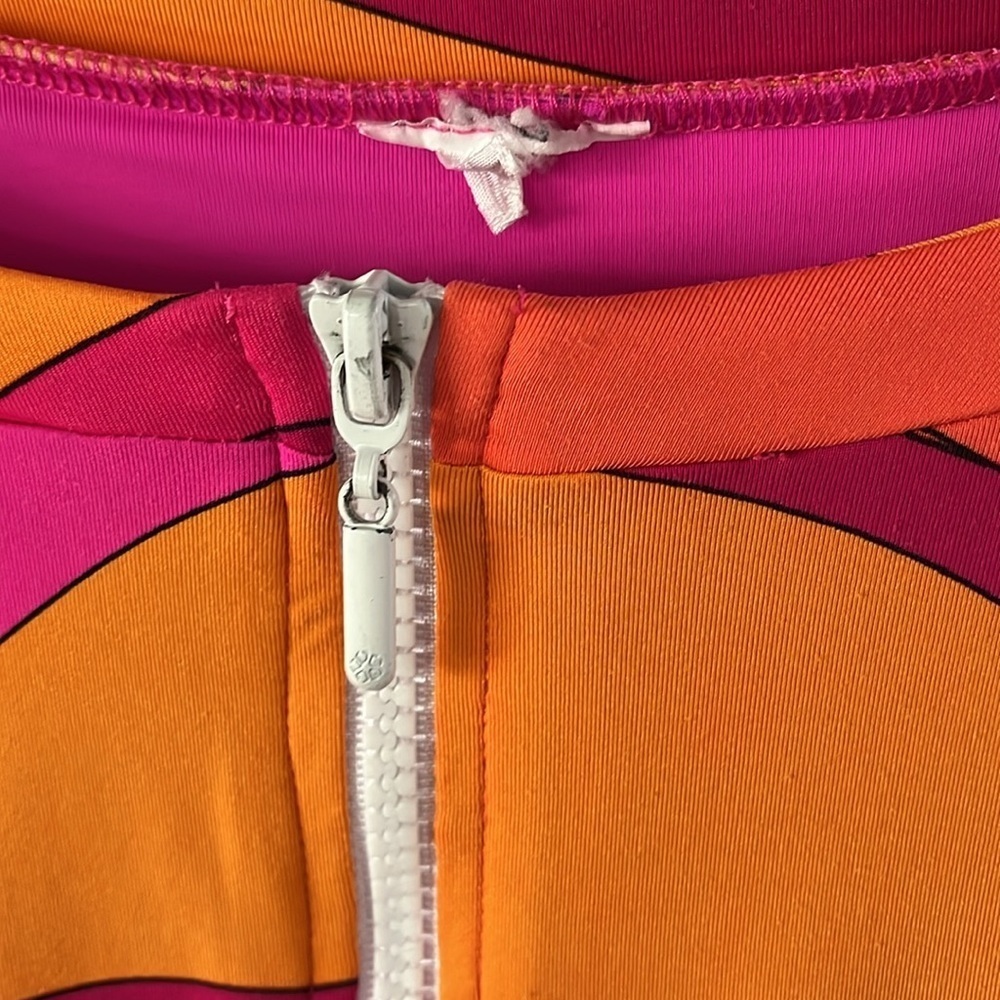 Trina Turk Vivid Pink & Orange Vista Long-Sleeve One Piece Swimsuit - Size XL - Picture 7 of 9